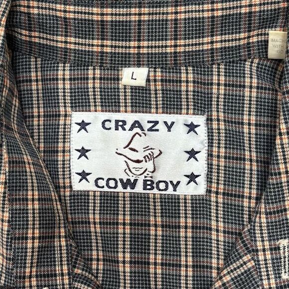 Crazy Cowboy vtg Men's Plaid Pearl Snap Shirt Long Sleeve Multicolor L - Picture 4 of 7